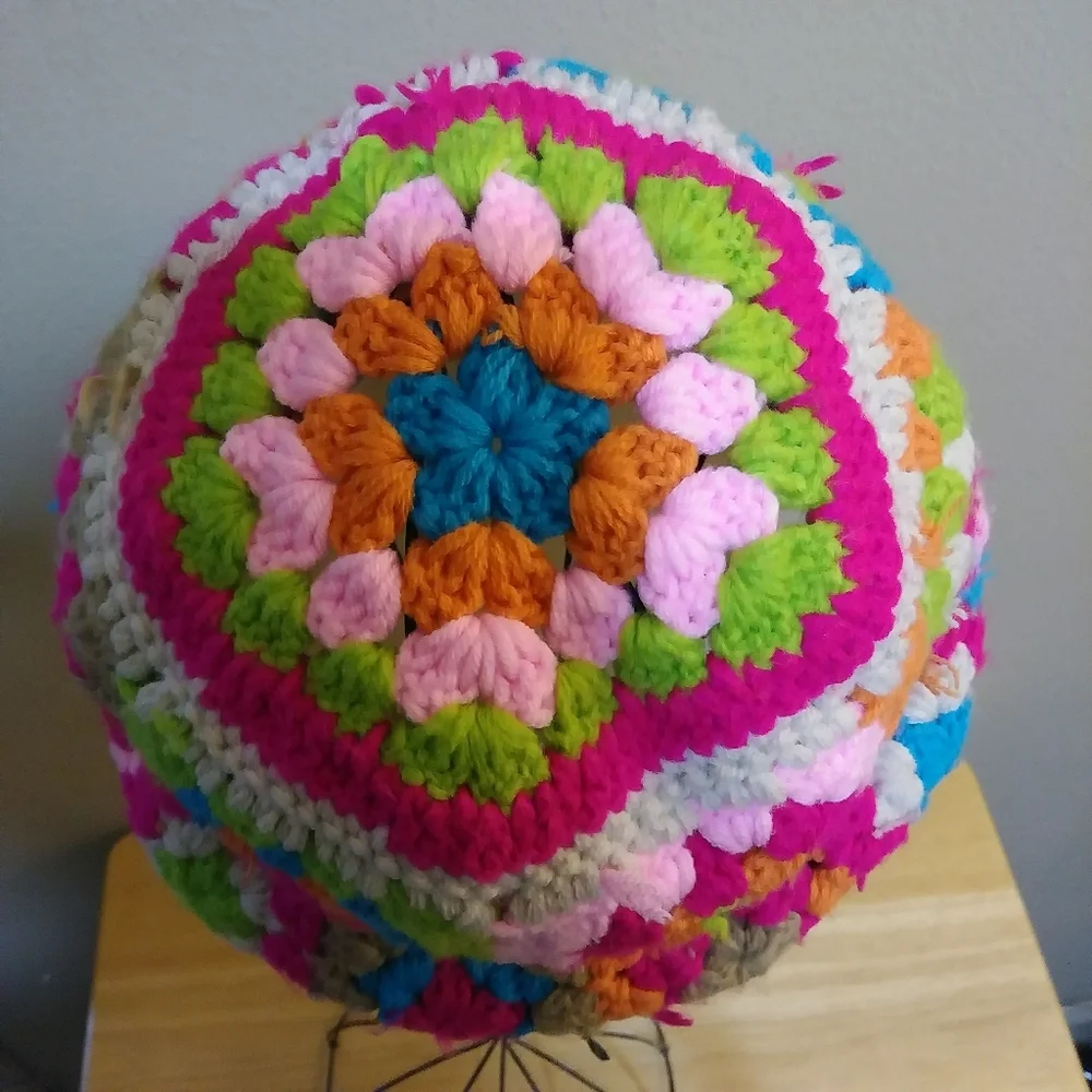 Granny Square Colorful Crochet Bucket Hat Handmade